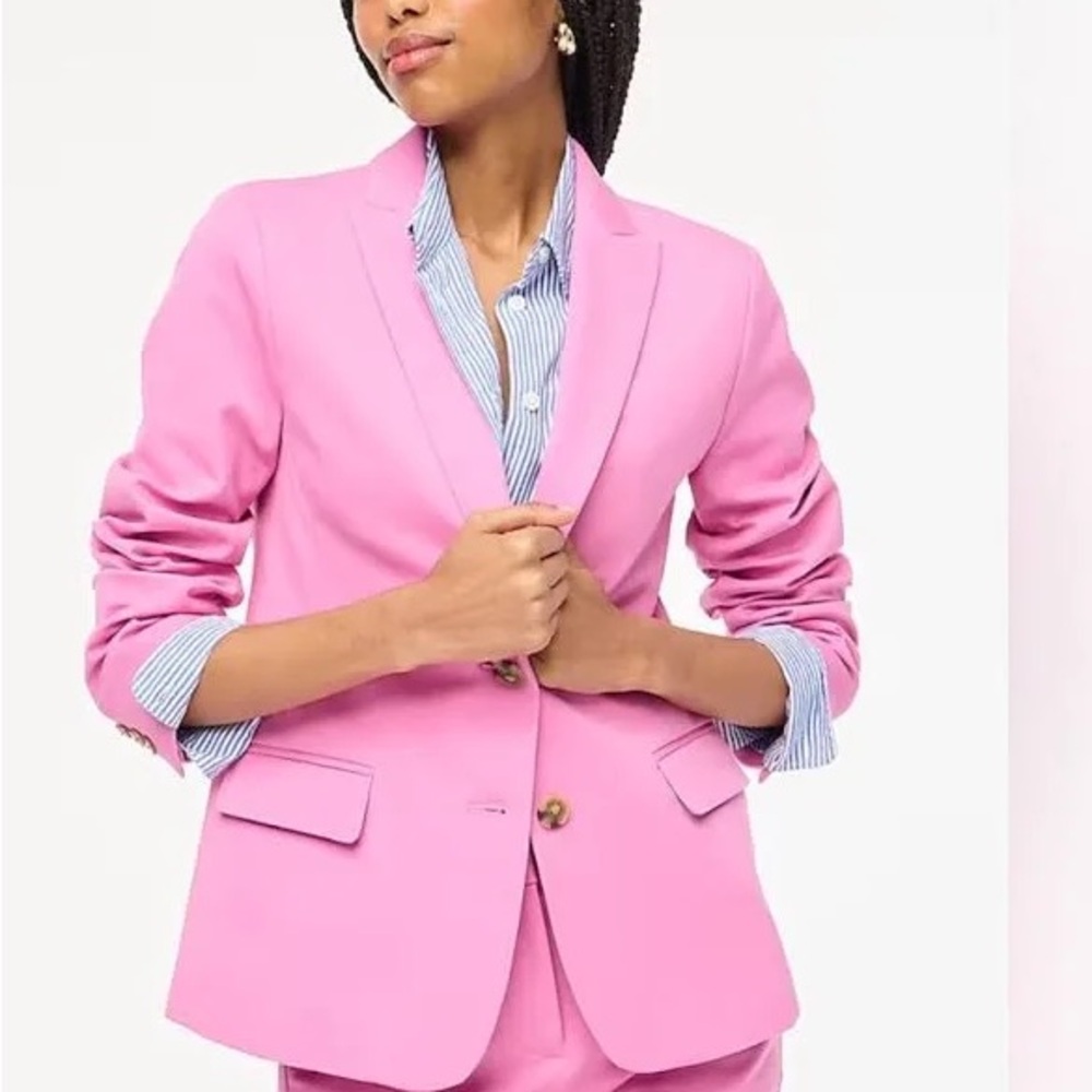 J. Crew 2pc Pink Pantsuit with Notched Lapels and Relaxed Fit